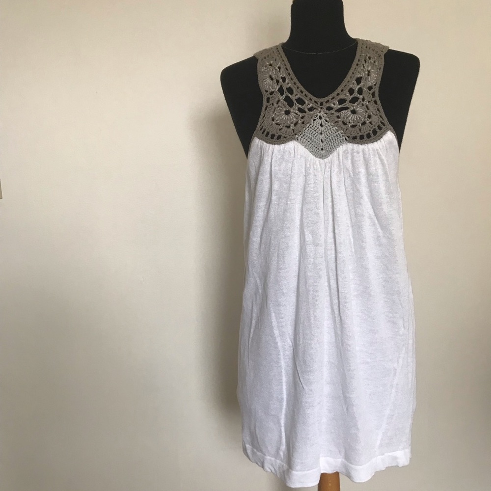 {Theory} Edwina Valencia linen crochet shift dress